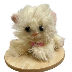 DSI Kitty Kitty Kitten Plush 2000‎ Purrs White Persian Cat Blue Eyes Pink Bow